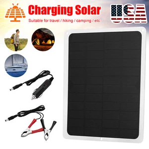 Solar Panel Kit Trickle Charger Battery Controller Maintainer Boat Car 10W 12V  - Picture 1 of 22