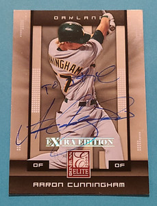AARON CUNNINGHAM Rookie Signed 2008 Donruss Elite #1 Oakland A's Autograph Auto