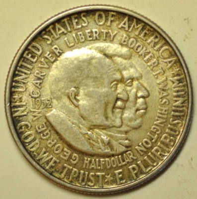 mw22976  Silver Comm. 1/2 Dollar 1952 B. T. Washington & G. Washington Carver - Image 1 of 2