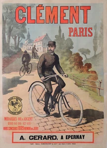CLEMENT CYCLES PARIS BY ANCOURT GOLD MEDAL EARLY VINTAGE CYCLES POSTER - Picture 1 of 1