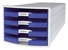 HAN Schubladenbox IMPULS - A4/C4, 4 offene Schubladen, lichtgrau/blau 1013-14