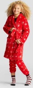 Girl's Sz S (6-6X) Cat & Jack Christmas Snowflake Soft Fleece Red Robe Wrap NEW - Picture 1 of 8