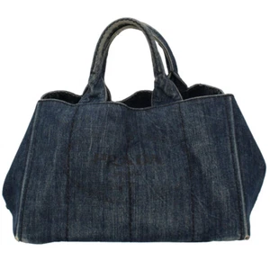 PRADA CanapaPM B1877B denim Shoulder Bag Denim blue USED - Picture 1 of 7