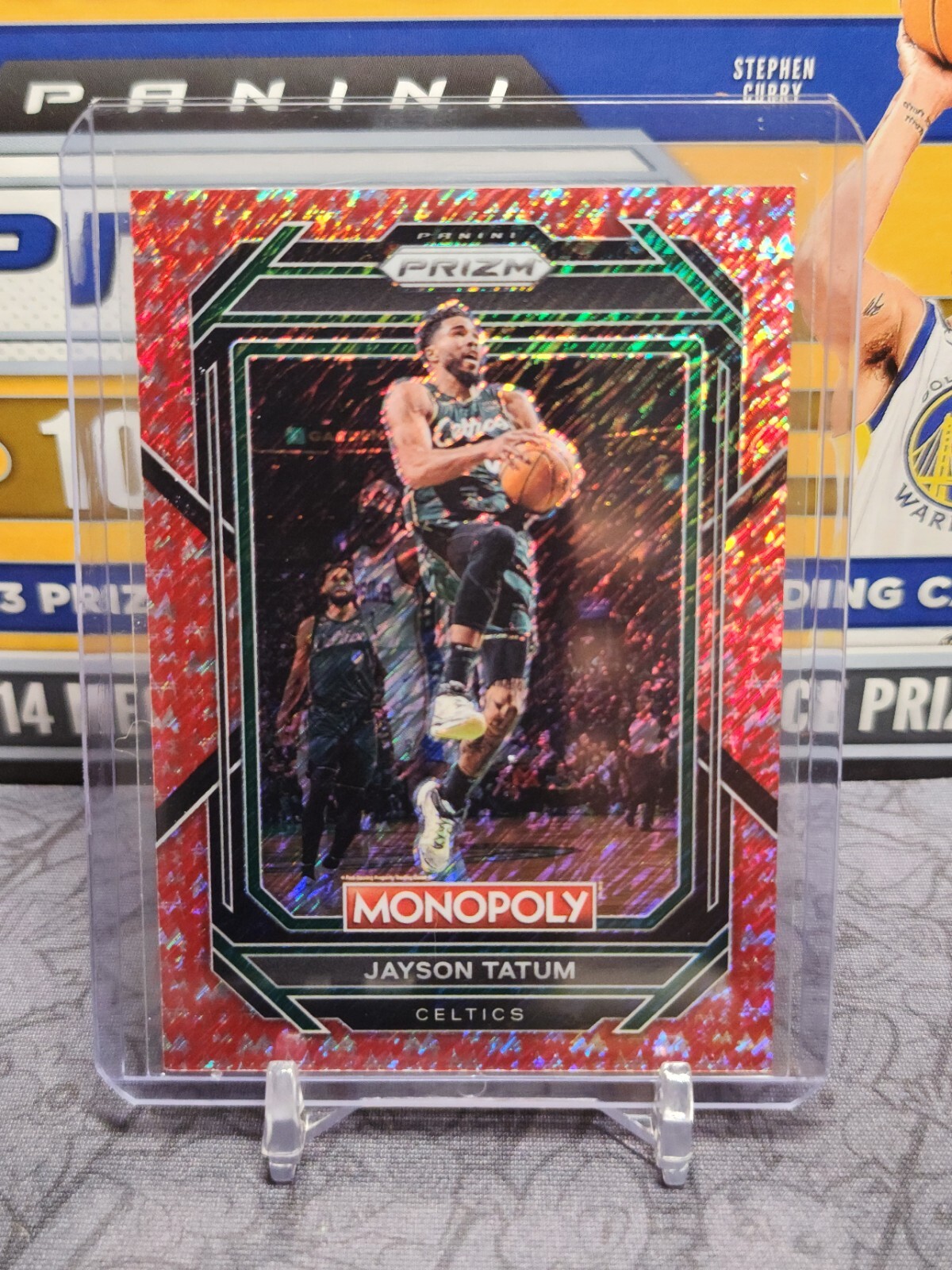 2022-23 Panini Prizm Monopoly Jayson Tatum Red Money Shimmer /100 #4 Celtics