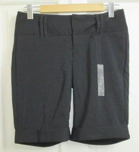 NWT Spacegirlz Black Dress Shorts Juniors 3 Waist 30 Stretch Cuffed 121-28591 - Picture 1 of 4