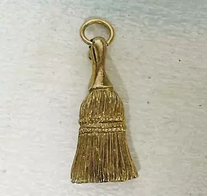 Broche Escoba Almendra R Raro Vintage Firmado Tono Dorado - Imagen 1 de 9