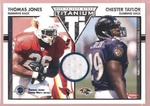 THOMAS JONES CHESTER TAYLOR /200 $25 ROOKIE JERSEY PATCH RC SP 2002 02 TITANIUM - Picture 1 of 1