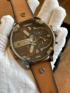 Diesel Original DZ7332 MR DADDY 2.0 Gunmetal Brown Leather Strap Chrono Watch - Picture 1 of 8