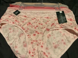 Laura Ashley Plus Size 2X Panties Briefs Underwear Solid Floral Stripes 5 Pack - Picture 1 of 12