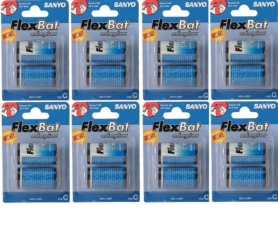 16 X SANYO Flex Bat Rechargeable Battery ADAPTOR Converts Size AA  to Size C - Image 1 of 3