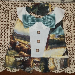 Handmade Hundehemd Gr. XL Cowboy kariert Fliege & Einstecktuch Leine Schlaufe - Bild 1 von 9