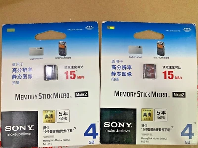2 pezzi originale nuovo Sony 4 GB Memory Stick Micro M2 MARK2 per PSPGO PCM Cyber-SHOT - Immagine 1 di 2