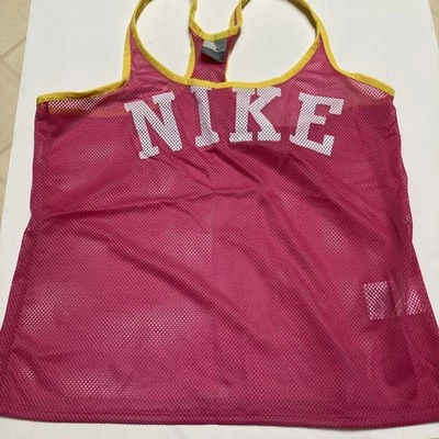 Camiseta sin mangas vintage Nike rosa malla gráfica L (12-14) Foto 1 de 4