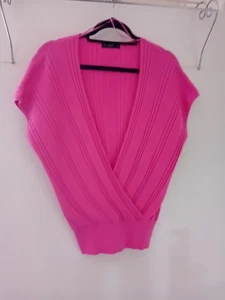Quality pink thin knit ribbed wrap jumper - Size Small - UK 8-10 - Picture 1 of 2