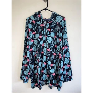 Lug Lounge Shimmy Tropical Palm Flamingo Cremallera Completa Tumbona Sudadera con Capucha Camisa 3X - Imagen 1 de 7