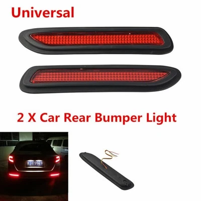 2x Car SUV Red Lens LED Bumper Tail Light Brake Fog Warning Light Anti-collision - Image 1 of 4