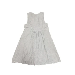 Vintage 100% Cotton Seer Sucker Navy White Sundress Size L - Picture 1 of 6