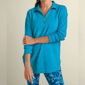 Weiche Umrandung Adalyn Pullover Tunika blau Schmuck Größe 1X - Bild 1 von 10