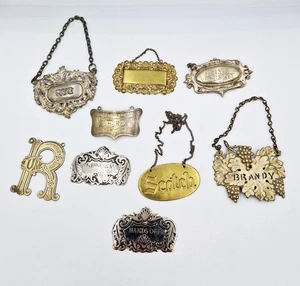 9x 19TH / 20TH CENTURY SILVER PLATED DECANTER LABELS - Picture 1 of 4
