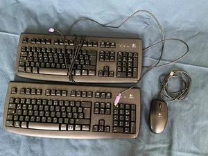 2x LOGITECH DELUXE 250 PS/2 Keyboard Tastatur schwarz deutsch + USB Maus - Bild 1 von 4