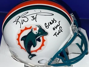RICKY WILLIAMS MIAMI DOLPHINS GRASS OVER TURF PSA AUTHENTIC SIGNED MINI HELMET - Picture 1 of 2