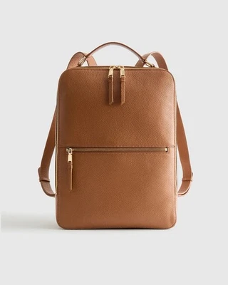 Quince Italian Leather Laptop Backpack Bag Cognac $150 MSRP 15.5x11.5x4.25” - Image 1 of 4