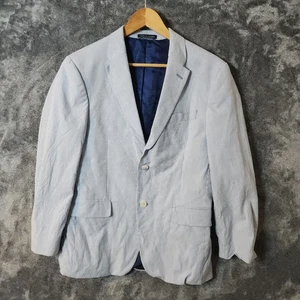 Tommy Hilfiger Blazer Sport Jacket Blue White Stripe Mens 38 Lined Cotton EUC - Picture 1 of 10