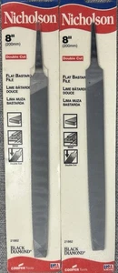 Nicholson 8" Double Cut Flat Bastard File 200mm 21862 Made in USA 2 pieces - Picture 1 of 2