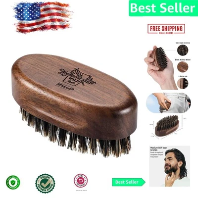 Cepillo de barba compacto ovalado con cerdas de jabalí medio-rígidas para un aseo sin esfuerzo Foto 1 de 4