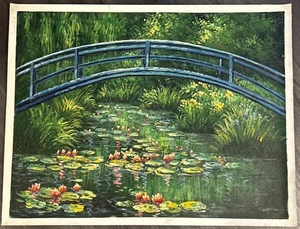 Hand-Painted Reproduction of "The Japanese Footbridge" on Canvas Paper 27x35. - Picture 1 of 1