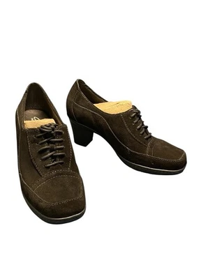 Women's Clarks Bendables Black  Suede Oxford Lace-Up Pumps Shoes 80892 - 7 - Image 1 of 4