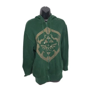 Vintage Y2K Zelda Video Game Dark Green Zip Hoodie Size S /36" Chest x 24 L - Picture 1 of 19