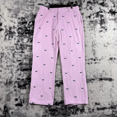 Pantalones de pana Vineyard Vines para hombre talla 34x32 rosa bordado ballena preppy Foto 1 de 4