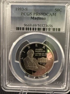 1993-S Madison Bill Of Rights Commemorative, silver  Half Dollar PR69 DCAM PCGS - Picture 1 of 2