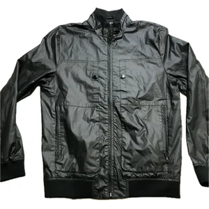 Mens Claiborne Black Polyester Tech Jacket Small EUC Multi Pocket - Picture 1 of 10