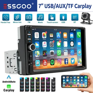 1 DIN Autoradio 7 Zoll Apple Carplay Android Auto Bluetooth USB AUX TF EQ Kamera - Bild 1 von 15