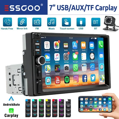 1 DIN Autoradio 7 Zoll Apple Carplay Android Auto Bluetooth USB AUX TF EQ Kamera - Bild 1 von 4