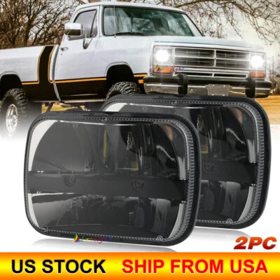 Faro LED alto/bajo 2 piezas 7x6" 5x7" para camioneta Dodge W250 D350 Ram 81-93 Ram Foto 1 de 4