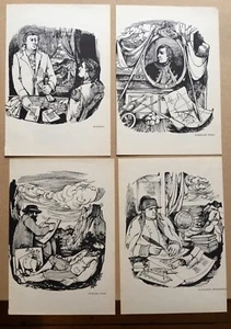 John Minton. 4 illustrations from 'Time Was Away',Corsica, 1948 - Picture 1 of 4