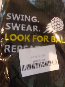 "Swing, Swear, Look For Ball" Funny Golf Towel. 3 Fold Ctr Ring & Clip - Picture 1 of 2