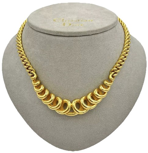 Catena dorata choker gioiello vintage DIOR Statement circa 55g38cm.+vecchia scatola.
