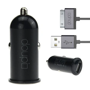 2in1 Ladeset USB Auto Lade Gerät Adapter 30pin Kabel iPhone 4 4S iPod Schwarz - Bild 1 von 2
