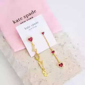 Kate Spade Spell It Out Love Linear Earrings NWT Gifts - Picture 1 of 6