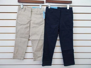 Girls Nautica $34 Khaki or Navy Stretch Skinny Adj. Waist Uniform Pants Sz 4-6X - Picture 1 of 7