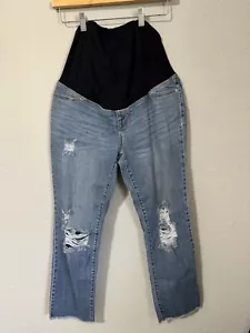 Isabel Maternity Blue Distressed Washed Out Denim Pregnancy Jeans Size 4 - Picture 1 of 14