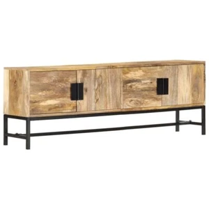 TV Stand Cabinet With 4 Doors Solid Mango Wood Entertainment Center Display Rack - Picture 1 of 11