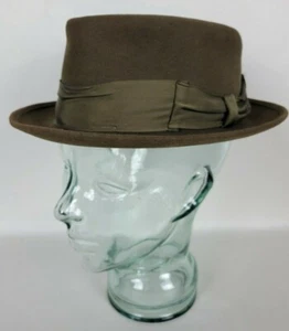 Vintage Mens Beaver Brand Hat Premium Imported Coney Fur Pork Pie 7 - Picture 1 of 12