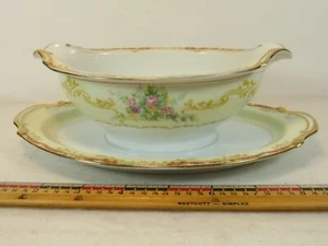 Noritake China Linden Gravy Bowl Attached Underplate 525 9 by 5 inch - Picture 1 of 7