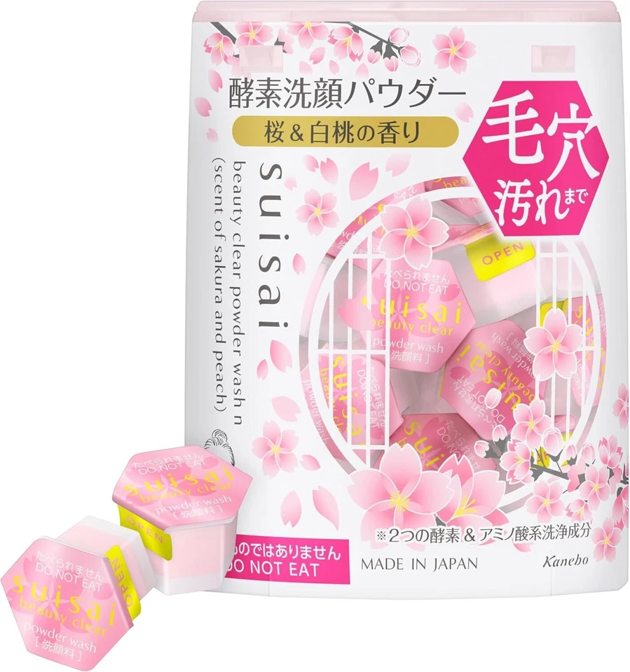 Kanebo Suisai Beauty Clear Enzyme Cleansing Powder Sakura Scent 0.4 g pcs