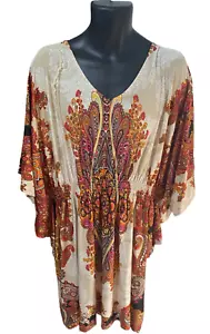 Abito donna Dressbarn taglia 22 multicolore pullover elastico in vita bohemien - Foto 1 di 11